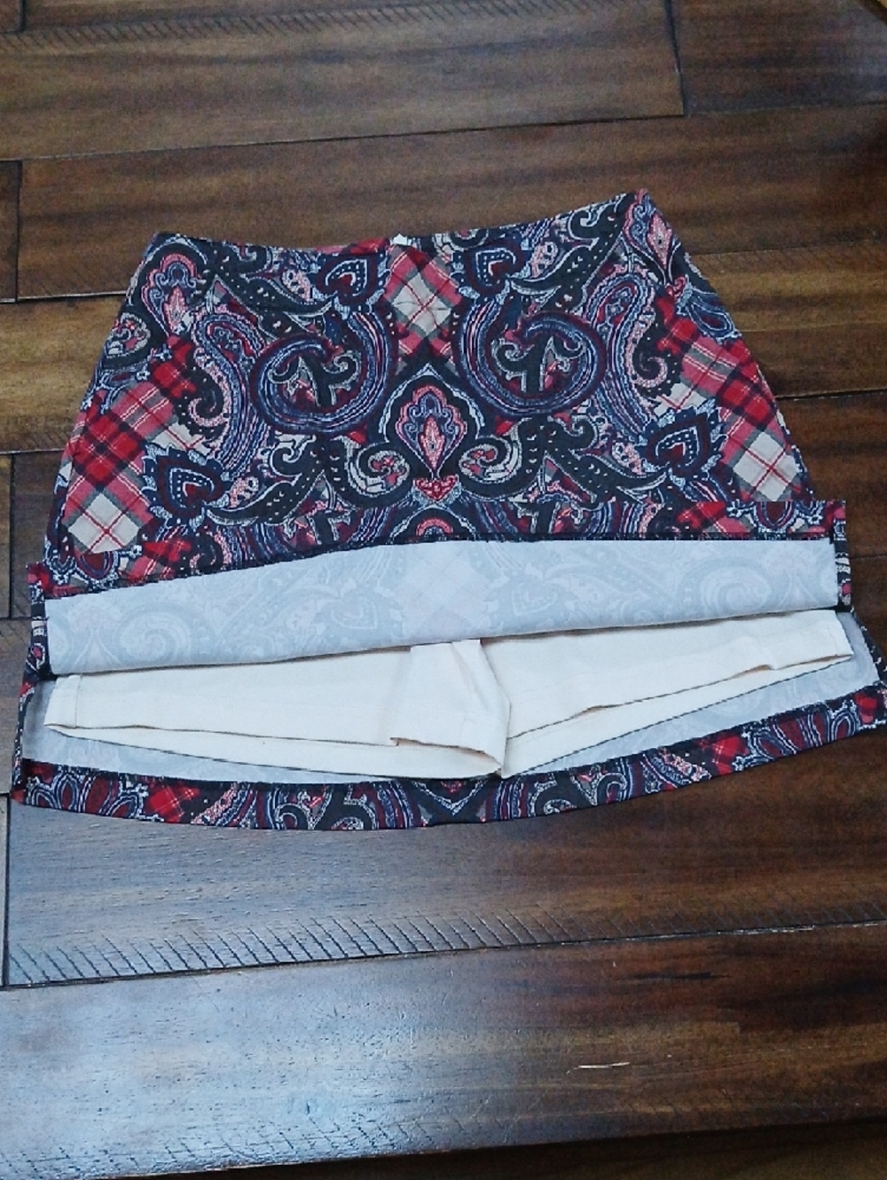 Lady Hagen Navy, Red & White Paisley Plaid Golf Skort